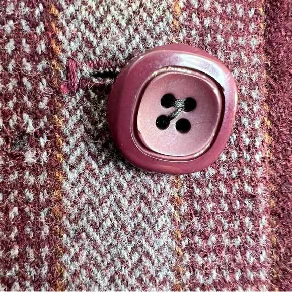 Vtg Made in England grey burgundy tweed herringbone striped cropped jacket 16 - Picture 12 of 14